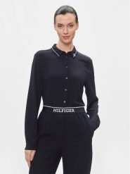 Tommy Hilfiger Koszula Smd Detail Fluid Shirt WW0WW40549 Granatowy Regular Fit. Niebieskie koszule damskie Tommy Hilfiger, bez wzorów, z wiskozy, bez kołnierzyka, bez ramiączek. Za 359.99 zł.