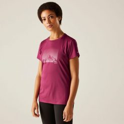 Koszulka turystyczna damska Fingal IX. Niebieskie bluzki damskie Regatta, bez wzorów, z tkaniny, casualowe, bez kołnierzyka, bez ramiączek. Za 149.50 zł.