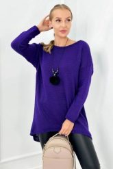 Sweter z naszyjnikiem ciemno fioletowy. Fioletowe swetry klasyczne damskie KESI, l, z elastanu, bez kołnierzyka, plus size. Za 154.75 zł.