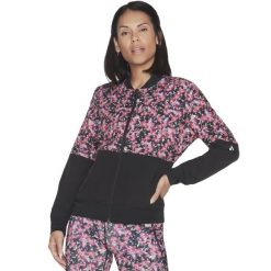 Bluza dresowa sportowa damska Skechers Fantasy Fields Reversible Bomber Jacket. Czerwone bluzy damskie Skechers, s, bez wzorów, z dresówki, bez kaptura. Za 199.99 zł.
