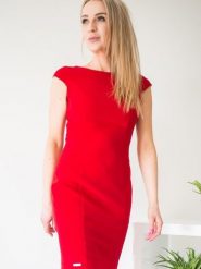 Sukienka Model Juliette Red - Jersa. Czerwone sukienki damskie Jersa, bez wzorów, z elastanu, bez ramiączek. Za 459.16 zł.