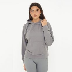 Unisex bluza z kapturem F BOXY ciemnoszara. Szare bluzy damskie LEGEA, l, bez wzorów, z bawełny, z kapturem. Za 96.00 zł.