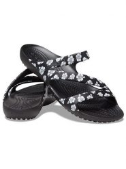 Crocs Klapki "Kadee II" w kolorze czarno-białym rozmiar: 34/35. Czarne klapki damskie Crocs, bez wzorów, z otwartym noskiem, bez obcasa, bez zapięcia. Za 83.22 zł.