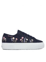 Superga Tenisówki 3740 Platform Flower Embroidery Leggera S5138TW Granatowy. Niebieskie obuwie sportowe damskie Superga, z materiału, bez zapięcia, tenisowe. Za 319.99 zł.