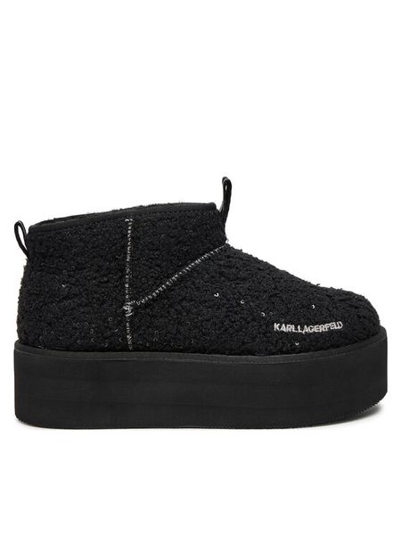 KARL LAGERFELD Botki KL48522W Czarny. Czarne botki damskie KARL LAGERFELD, z materiału, bez obcasa, na koturnie, bez zapięcia. Za 569.99 zł.
