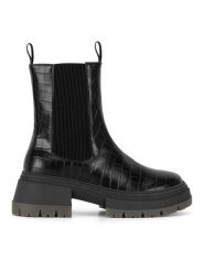 Nine West Sztyblety WFA3033-9 Czarny. Czarne botki damskie Nine West, z materiału, bez obcasa, na płaskiej podeszwie, bez zapięcia. Za 259.99 zł.