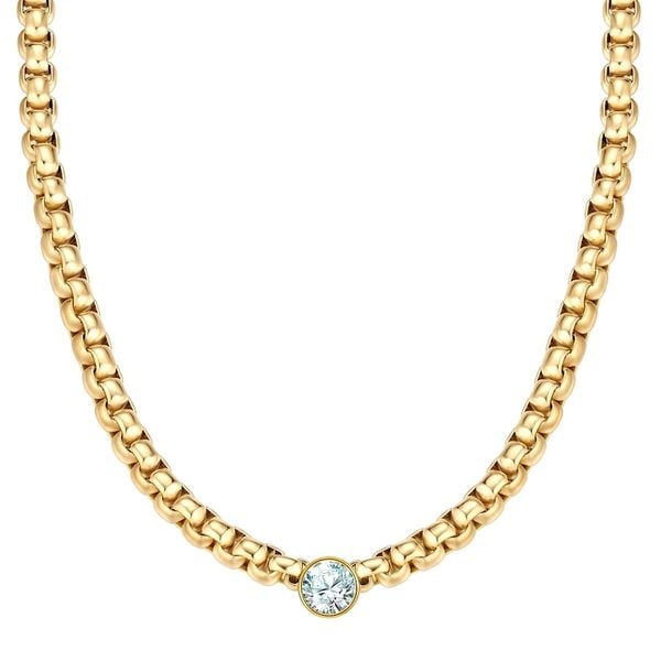 Yokoamii Naszyjnik z pozlacanego mosiadzu z Cyrkonia Naszyjniki 1 ct Damski. Białe naszyjniki damskie Yokoamii, z cyrkonią, pozłacane. Za 169.99 zł.