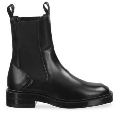Sztyblety Gant. Czarne botki damskie Gant, bez obcasa, na płaskiej podeszwie, bez zapięcia. Za 629.99 zł.