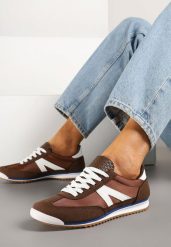 Brązowe Sneakersy z Geometrycznym Wzorem Zoloti. Brązowe obuwie sportowe damskie Renee, bez zapięcia. Za 49.99 zł.