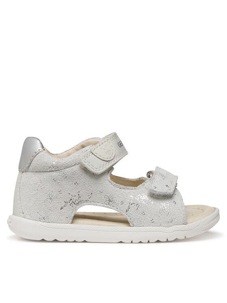 Geox Sandały B Sandal Macchia Gir B254WA 007BC C0626 Biały. Białe sandały dziewczęce Geox, ze skóry, bez obcasa, bez zapięcia. Za 159.99 zł.