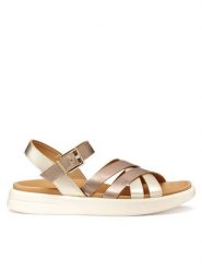 Geox Sandały D Xand 2S D35PAB 000CF C5M2L Złoty. Żółte sandały damskie Geox, bez wzorów, ze skóry, bez obcasa, na płaskiej podeszwie, bez zapięcia. Za 459.99 zł.