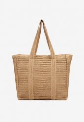 Ciemnobeżowa Plażowa Torebka Shopperka w Stylu Boho Galapira. Brązowe shopper bag Born2be, bez dodatków. Za 84.99 zł.
