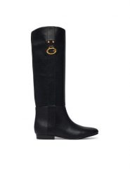 Guess Kozaki FLFANA ELE11 Czarny. Czarne kozaki damskie Guess, ze skóry, bez obcasa, na płaskiej podeszwie, bez zapięcia. Za 764.99 zł.