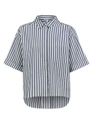 Sublevel Bluzka w kolorze biało-granatowym rozmiar: L. Białe bluzki damskie Sublevel, l, bez wzorów, z bawełny, z asymetrycznym kołnierzem, bez ramiączek. Za 104.99 zł.