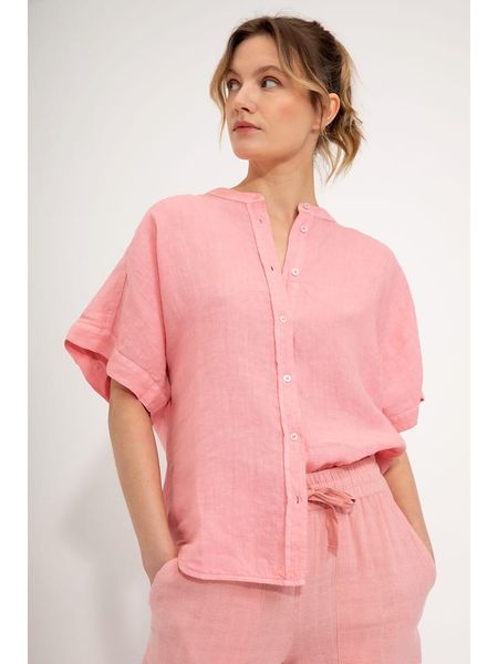 Josephine & Co Lniana bluzka "Geke" w kolorze jasnoróżowym rozmiar: 42. Różowe bluzki damskie Josephine & Co, bez wzorów, ze lnu, bez kołnierzyka, bez ramiączek. Za 194.15 zł.