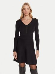 Gaudi Sukienka dzianinowa 521FD13008 Czarny Regular Fit. Czarne sukienki damskie Gaudi, bez wzorów, z dzianiny, bez ramiączek. Za 379.99 zł.