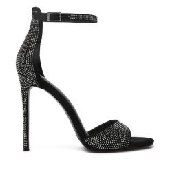 Sandały Eva Minge. Czarne sandały damskie Eva Minge, bez wzorów, bez obcasa, na szpilce, bez zapięcia. Za 479.99 zł.