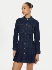 Tommy Jeans Sukienka jeansowa DW0DW20533 Granatowy Regular Fit. Niebieskie sukienki damskie Tommy Jeans, bez wzorów, z bawełny, bez ramiączek. Za 489.99 zł.