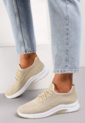 Beżowe Siateczkowe Buty Sportowe na Piankowej Podeszwie Linidas. Brązowe obuwie sportowe casual damskie Renee. Za 39.99 zł.