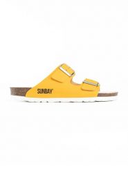 Sunbay Klapki "Trefle" w kolorze żółtym rozmiar: 39. Żółte klapki damskie Sunbay, bez wzorów, z otwartym noskiem, bez obcasa, bez zapięcia. Za 163.95 zł.