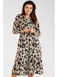 Awama Sukienka w kolorze beżowym rozmiar: L. Brązowe sukienki damskie Awama, bez wzorów, bez ramiączek. Za 164.95 zł.