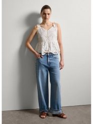 STEFANEL Bluzka w kolorze białym rozmiar: M. Białe bluzki damskie Stefanel, m, bez wzorów, z bawełny, bez kołnierzyka, bez ramiączek. Za 113.99 zł.