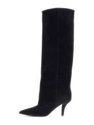 Guess Kozaki FLFLAN SUE11 Czarny. Czarne kozaki damskie Guess, ze skóry, bez obcasa, na szpilce, bez zapięcia. Za 1,059.00 zł.