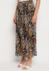 Czarna Plisowana Spódnica z Metalicznym Nadrukiem Firolene. Czarne spódnice damskie Born2be, na co dzień, l, bez wzorów, eleganckie, maxi. Za 74.99 zł.