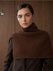 Komin z dzianiny prążkowanej - brązowy. Brązowe kominy damskie Sinsay, bez wzorów, z dzianiny. Za 24.99 zł.