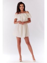 Awama Sukienka w kolorze kremowym rozmiar: M. Brązowe sukienki damskie Awama, bez wzorów, bez ramiączek. Za 157.45 zł.