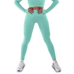 Techniczne legginsy z efektem push-up i idealną sylwetką. Niebieskie legginsy damskie R-EVENGE, l, bez wzorów, z elastanu. Za 195.88 zł.