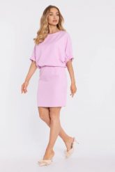Ołówkowa sukienka mini z rozcięciem na plecach różowa. Czerwone sukienki damskie MOE, bez wzorów, z elastanu, eleganckie, bez ramiączek. Za 349.00 zł.