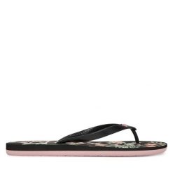 Japonki Roxy. Czarne klapki damskie Roxy, bez wzorów, bez obcasa, bez zapięcia. Za 49.99 zł.