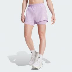 Szorty Own the Run Climacool 2-in-1. Czerwone obuwie sportowe damskie Adidas, bez zapięcia, do biegania. Za 199.00 zł.