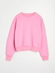 Dresowa bluza crewneck basic - różowy. Czerwone bluzy damskie Sinsay, l, bez wzorów, z dresówki, bez kaptura. Za 35.99 zł.