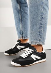 Czarne Sneakersy Ozdobione Geometrycznym Wzorem Teroti. Czarne obuwie sportowe damskie Born2be, z jeansu, bez zapięcia. Za 44.99 zł.