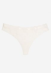 Białe Bawełniane Majtki Stringi z Prążkowanego Materiału Sesivia. Białe stringi Born2be, bez wzorów, z bawełny. Za 4.99 zł.