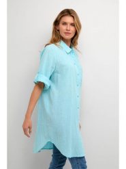 Kaffe Koszula w kolorze błękitnym rozmiar: 44. Niebieskie koszule damskie Kaffe, bez wzorów, z bawełny, bez kołnierzyka, bez ramiączek. Za 78.84 zł.