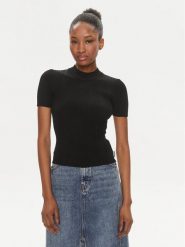 Hugo Bluzka Sarpharim 50514269 Czarny Slim Fit. Czarne bluzki damskie Hugo, m, bez wzorów, z wiskozy, bez kołnierzyka, bez ramiączek. W wyprzedaży za 319.99 zł.