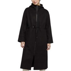 Kurtka GEOX W DORALEA LONG COAT Czarny. Czarne kurtki damskie Geox, bez wzorów, z tkaniny, bez kaptura. Za 813.99 zł.
