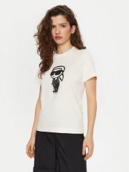 KARL LAGERFELD T-Shirt A1W17126 Écru Regular Fit. T-shirty damskie KARL LAGERFELD, m, bez wzorów, z bawełny, bez kołnierzyka. Za 239.99 zł.
