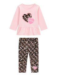 Guess Komplet bluzka i legginsy A6YG02 K3896 Różowy jasny Regular Fit. Czerwone bluzki i koszule dziewczęce Guess, z aplikacjami, z bawełny, bez kołnierzyka, bez ramiączek. Za 156.99 zł.