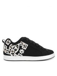DC Shoes Sneakersy COURT GRAFFIK DC01662061 Czarny. Czarne obuwie sportowe damskie DC Shoes, z nubiku, bez zapięcia. Za 249.99 zł.
