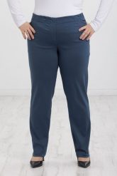 Grafitowe spodnie Nilda z prostą nogawką wysoki stan PLUS SIZE XXL. Szare spodnie materiałowe damskie Nasi partnerzy, bez wzorów, z elastanu, krótkie. Za 159.90 zł.
