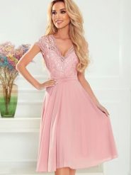 Sukienka Model Linda 381-1 Dirty Pink - Numoco. Różowe sukienki damskie NUMOCO, bez wzorów, z elastanu, bez ramiączek. Za 441.32 zł.