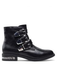 DeeZee Botki WS5168-02 Czarny. Czarne botki damskie DeeZee, ze skóry, bez obcasa, na płaskiej podeszwie, bez zapięcia. Za 169.99 zł.