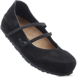 Wygodne baleriny skórzane z paskiem bonprix czarny. Czarne balerinki damskie bonprix, ze skóry. Za 189.99 zł.