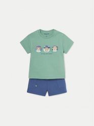 Mayoral Komplet t-shirt i spodenki 1654 Zielony Regular Fit. Zielone spodnie niemowlęce Mayoral, bez wzorów, z bawełny. Za 109.99 zł.