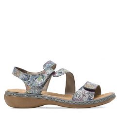 Sandały Rieker. Sandały damskie Rieker, bez wzorów, bez obcasa, na płaskiej podeszwie, bez zapięcia. Za 299.99 zł.