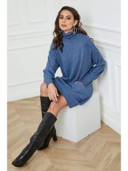 Joséfine Sukienka dzianinowa "Warren" w kolorze niebieskim rozmiar: XL. Niebieskie sukienki damskie Joséfine, bez wzorów, z dzianiny, bez ramiączek. Za 213.69 zł.